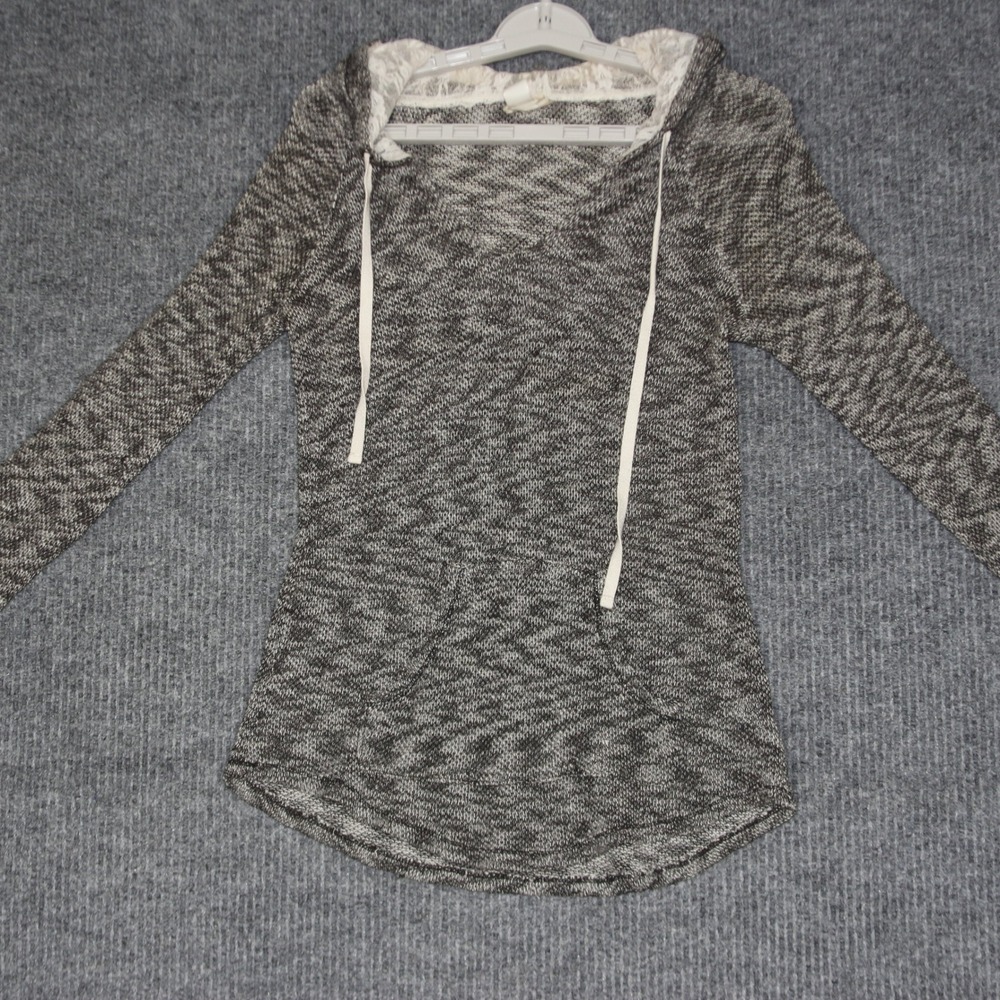 Self Esteem Women's Gray Speckled Knit Hoodie Long Sleeve Pocket‎ Casual M